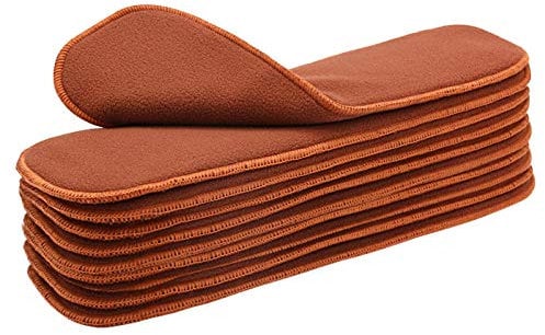 Happy Cherry Waschbare Windeleinlagen Wiederverwendbare Stoffwindel Einlagen Set 4 Schichte Mikrofaser Baby Windeleinsätze Braun - 10 Stück