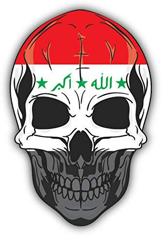 10cm! Klebe-Folie Wetterfest Made-IN-Germany Skull Punisher Totenkopf Flagge Fahne Irak H568 UV&Waschanlagenfest Auto-Aufkleber Sticker Decal
