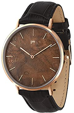 Plantwear Damenuhr Blend, Czeczota, Roségold, Leder Schwarzes Armband, Citizen Miyota Uhrwerk, Wasserdicht