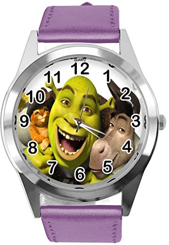 Lila Leder Runde Uhr für Oger Fans, violett, Gurt