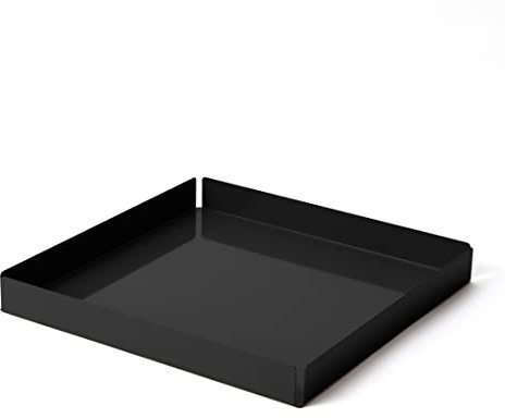 ILO - Vassoio Decorativo Quadrato in Metallo Nero cm 35,8 x 35,8 H.4 - Portaoggetti Organizer da Scrivania per Casa e Ufficio - Centrotavola Moderno - Svuotatasche di Design - Made in Italy