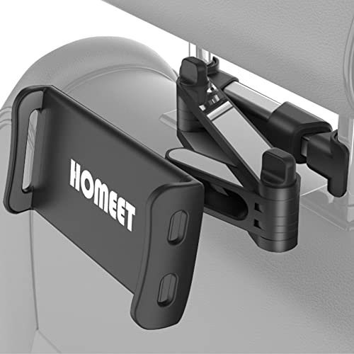 Homeet Tablet Holder for Car Backseat, Adjustable Headrest iPad Holder Mount for iPad/iPhone/Samsung Galaxy Tabs/Kindle Fire HD/Nintendo Switch, For 4.4-11 Inches Devices, 360° Rotation, Black