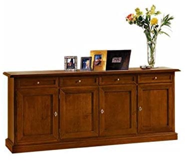 mobili2g MOBILI 2G - Credenza con 4 Porte 4 cassetti Arte povera Tinta Noce Scuro (1380)