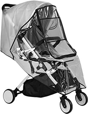 Regenschutz für Kinderwagen, Universal Regenverdeck für Buggy und Sportwagen mit Großes Sichtfenster, gute Luftzirkulation, Schadstofffrei - transparent