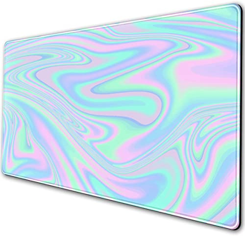 Tapis de souris de jeu holographique irisé, protection étendue, XXL, couverture complète du bureau, tapis de souris pour souris sans fil, tapis de clavier pour travail, bureau, maison, 80 x 40 cm,