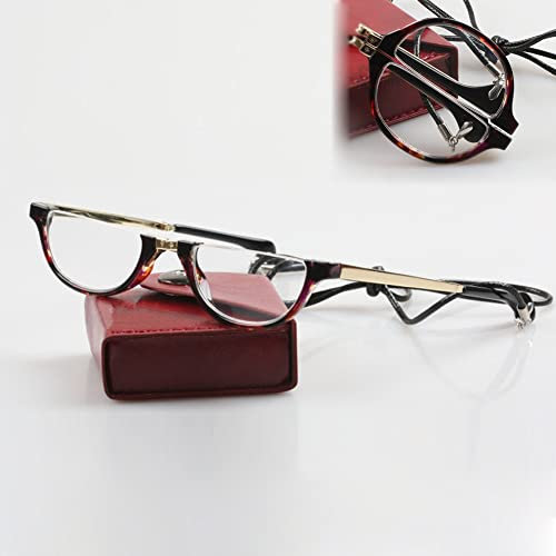 LISSY Faltbare Lesebrille Für Damen Und Herren, Halbrahmen Lesebrillen, Vintage Halbbrille Computerbrille, Tragbare Lesehilfe Brille, Dioptrien 1.0-3.0 (Color : A, Size : 2.0X)