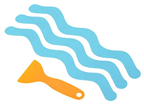 PATIKIL 7.1 x 0.5 Zoll Anti-Rutsch-Griff-Band, 6-Pack rutschfeste Traktions-Streifen S-Form mit Kratzer für Treppen-Wannen-TOILET, Blau