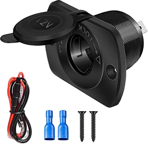Zócalo del Encendedor de Cigarrillos Toma mechero 12v Enchufe mechero DC 12V/24V con Cable de conexión,para Boat Motorbike Ca (1PCS)