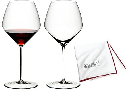 Riedel Veloce Pinot Noir/Nebbiolo Gläser (2 Stück) Bündel mit Mikrofaser-Poliertuch (2 Stück)