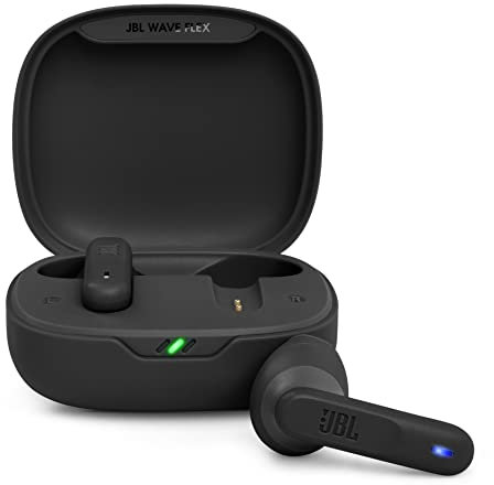 JBL WAVE FLEX Bluetooth Fully Wireless Earphones, App Compatible, Open Type, IP54 Waterproof, Dustproof, USB Type C, Black, JBLWFLEXBLK