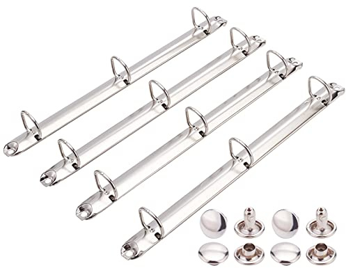 BENECREAT 4 confezioni in acciaio inox A4 Notebook 3-Ring Binder Mechanism, anelli a D, rilegatura a foglia sciolta spine pettini per organizzatori pianificatori