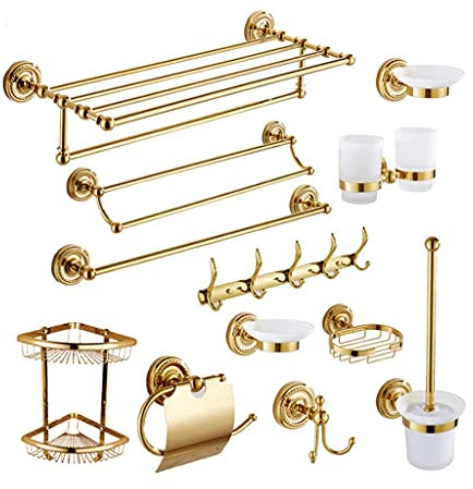 AAOCLO Handtuchhalter Badezimmer-Accessoires Bad-Hardware-Set Goldene Farbe Toilettenpapierhalter Handtuchhalter Taschentuchhalter Rollenpapierhalter Badaccessoires
