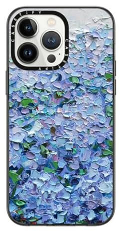 CASETiFY Compact iPhone 14 Pro Max Case [2X Military Grade Drop Tested / 4ft Drop Protection] - Nantucket Blue Hydrangeas - Clear Black