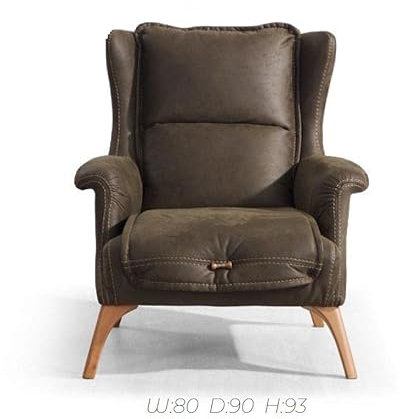 Weicher Ohrensessel Couch Sessel Einsitzer Möbel Sofa Wildleder Optik Schwarz