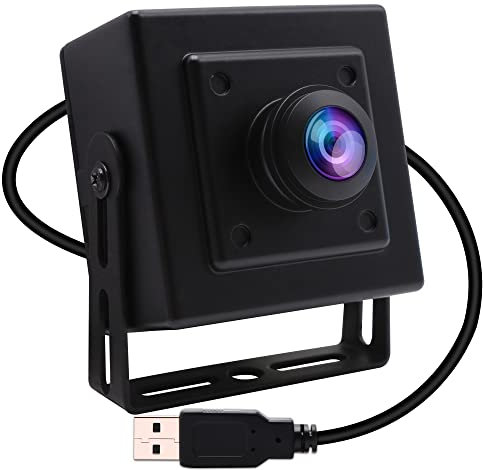MMlove USB Camera VGA Webcam 480P 60FPS 170 Degree Fisheye Wide Angle Lens USB Security Camera Aluminum Mini Case Webcam with 640x480 Pixel Web Camera for PC/Laptop/Raspberry Pi