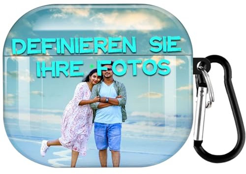Sangkoo Personalisierte Foto AirPods 3 Generation Hülle Stoßfeste Schutzhülle Hülle für AirPod 3 Generation mit Karabiner Front-LED Sichtbar