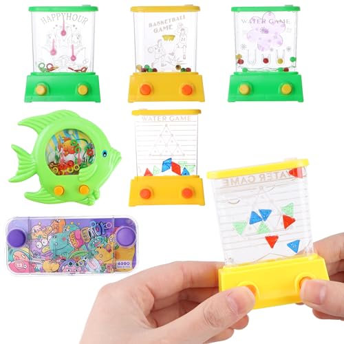 JSMTKJ Wasser Flipper, 6 Stück Handheld Mini Wasser Ring Spiel Kinder Wasserflipper Spiel Geduldsspiel Wasserflipper Fische Fun Geschenke Mitgebsel Kindergeburtstag Weihnachten