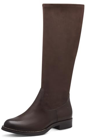 Tamaris COMFORT Damen Hohe Stiefel ohne Absatz mit Reißverschluss Elegant, Braun (Dunkelbraun), 45 EU
