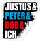 Spreadshirt Die Drei Fragezeichen Justus & Peter & Bob & Ich Sticker, max. 10x10 cm, 10 x 10 cm, Weiß glänzend