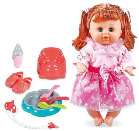 PEBBLE HUG Baby Doll Set, Toilet, Bathtub & Chair Feeding Accessories, Realistic Doll Toys, Interactive Dolls for Girls, Educational Toy, Safe and Durable, Ideal for Kids