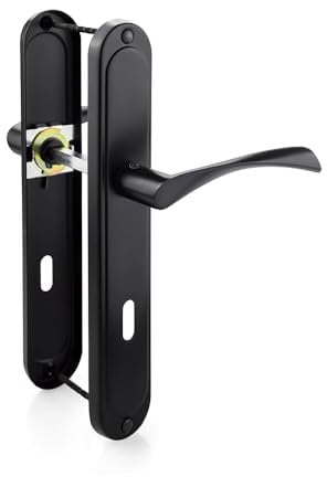 VERAMET® Set di maniglie per porta, set di maniglie per porte della stanza, porta dell'ufficio, a forma di L, maniglie nere (BB – 72 mm), maniglie per porte interne, set da 72 mm