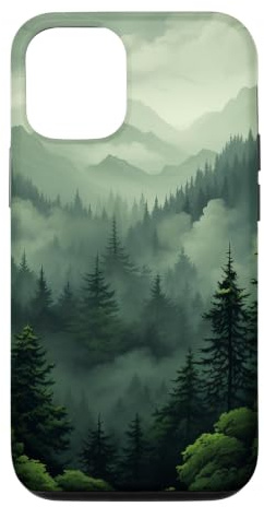 Nebliger Wald Kiefer Wald Grün Natur Outdoor Erkunden Hülle für iPhone 12/12 Pro