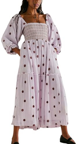 YIMAISZQ Vestito Donna Estivo Vestito Lungo-Viola Chiaro-s