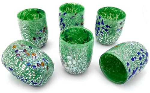 Casa Padrino set di 6 bicchieri da acqua di lusso in vetro cristallo di Murano verde Ø 8 x A. 10,5 cm - Fatto in Italia