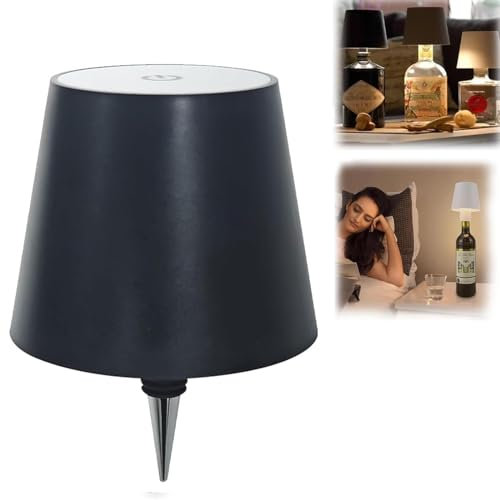 YuuFcy Pridola Wireless Bottle Lamp, 3 Color Stepless Dimming, Touch LED Wine Bottle Lamp with RGB Breathing Light for Bars, Waterproof
