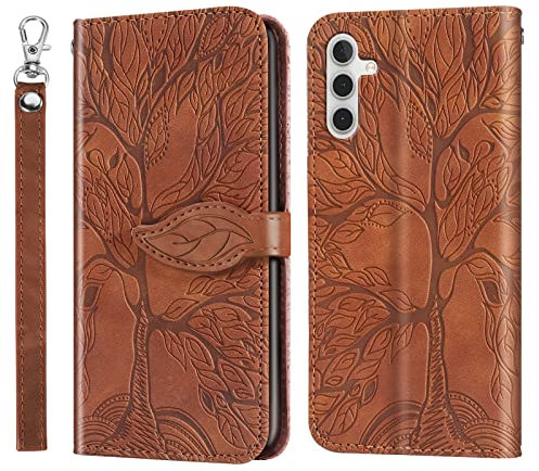 Vkooer Coque pour Samsung Galaxy S24 FE Premium Cuir PU Étui Portefeuille à Rabat Housse Flip Case avec Poches Fermeture Magnétique Etui de Protection pour Galaxy S24 FE Smartphone, Brun