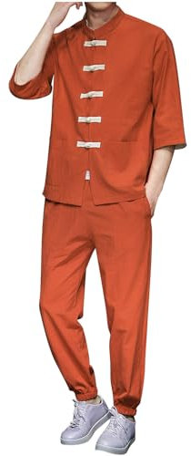 Duohropke Herren Kungfu Tang Anzug - Traditionelle Chinesische Kampfkunst Taichi Shaolin Wushu Qigong Langärmelig Gestickt Training Freizeit Kleidung Uniform Jacke Hose