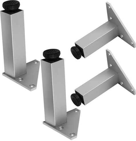 YJRZYQKXKL Pieds de Meuble Argent, Lot de 4 Réglable Pattes de Meuble Carré Pieds de Table Hauteur: 6-50cm Pieds de Canapé Aluminum Alloy | Finition en Anodisé | Pieds de Table Basse-50 cm/19.7