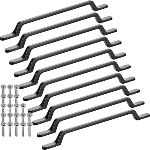SOTECH 10 x Möbelgriffe BLACKLINE IV BA 192 mm schwarz matt | (Länge 258 mm, Breite 12 mm, Höhe 26 mm) Alu Bügelgriffe Griffe