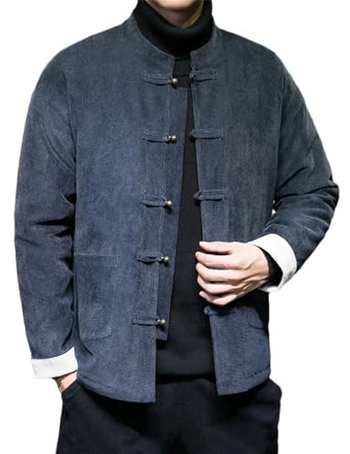 DBFBDTU Veste rembourrée en coton pour homme Style chinois vintage Veste chaude à boutons