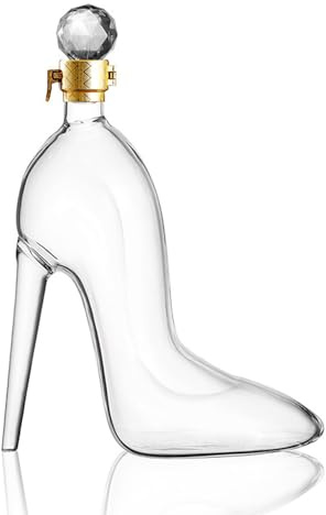 Lot de 2 décanteurs à whisky épais à talon haut avec bouchon de bouteille - Carafe à whisky en forme de chaussures à talons hauts - Forme créative - Verres à whisky transparents (700 ml)