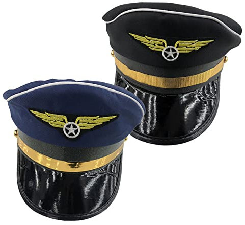 OFFSCH 2stücke Cosplay Pilot Hut Einstellbare Performance Mütze Für Partys Karneval Und Bühnenauftritte in Schwarz Und Unisex Bequem Und Leicht