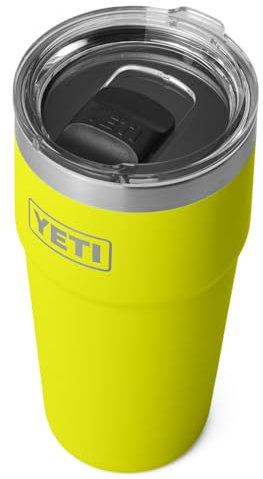 YETI Rambler Cup, Vacuum Insulated Stainless Steel Stackable Cup with Magslider Lid, Firefly Yellow, 20 oz (591 ml)