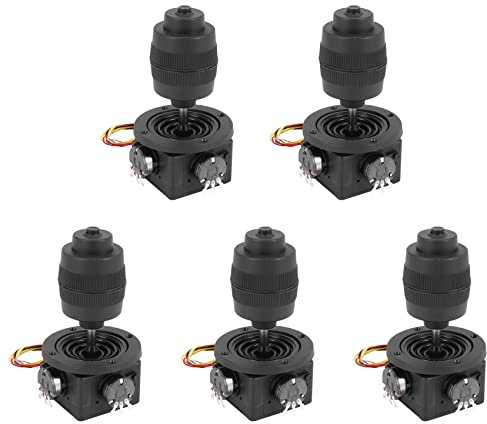 Tynmoel 5X 4-Achsen Joystick Potentiometer Tastensteuerung für -D400X-R4 10K 4D Versiegeltes Wipppotentiometer, Schwarz, Kippschalter, Drucktaste, Scharnierhebel, AUF-AUF-AN