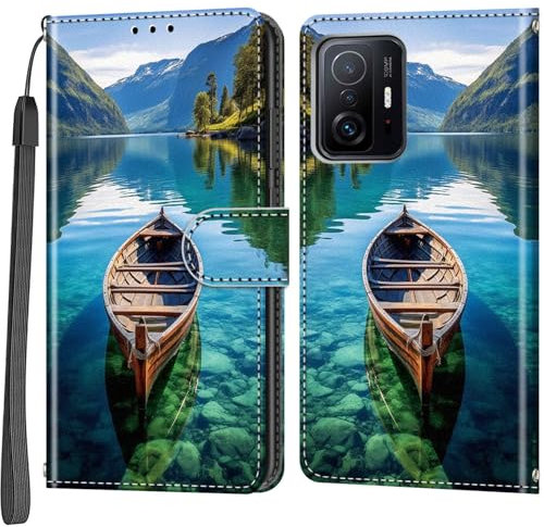 Salanheo Handyhülle für Xiaomi 11T / 11T Pro Hülle, Magnetische Flip Stoßfeste Schutzhülle mit Standfunktion Kartenfächern Klapphülle Handytasche Boot