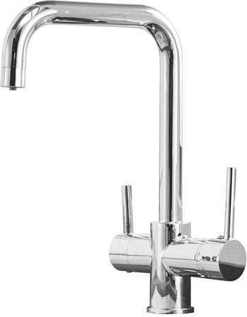 Vuadzren Rubinetto Cucina 3 Vie per Sistemi Osmosi, Rubinetto Lavello Cucina Con 2 Leve, Miscelatore Cucina in ottone con Beccuccio Girevole a 360 ° con G3/8 Connessione (cromo)