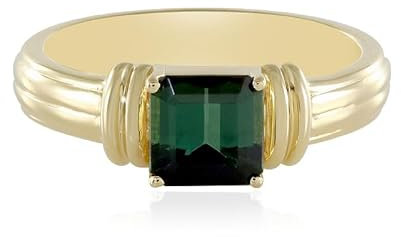 Cavill Grüner Benedito-Turmalin Ring 1,02 ct mit Oktagon Treppenschliff, 925er Silber vergoldet, eleganter moderner Schmuck aus Brasilien in strahlendem Grün, Größen 17-19
