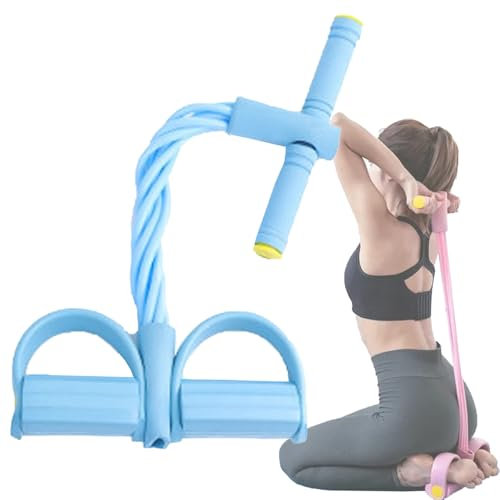 Fascia di resistenza per pedali con maniglia,Elastico Fitness,fascia elastica fitness,Corda di tensione con maniglie per casa, ufficio e palestra (6 tubi,Blu)