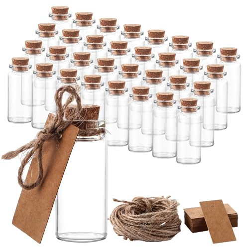 MUXHEL 110 Stück Glasfläschchen, kleine fläschchen zum befüllen, 10ml mini glasflaschen mit korken, kleine glasflaschen zum befüllen, reagenzglas mit korken, für Hochzeit Gefälligkeiten Partei