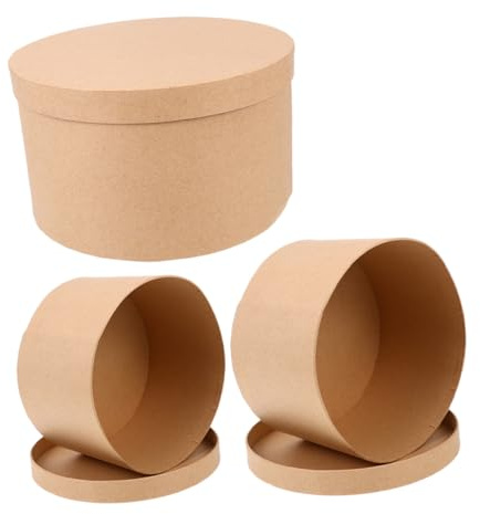 Runde Geschenkboxen mit Deckel aus Kraftpapier 3 Stück