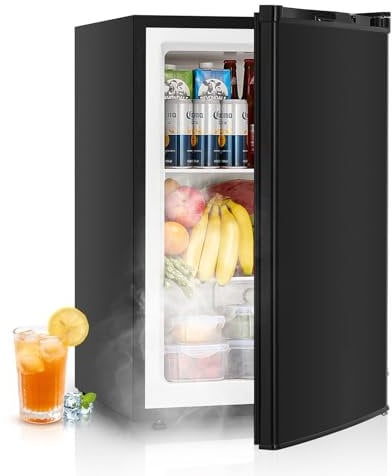 FOHERE 85L Freestanding Under Counter Freezer, 53cm Wide Small Freezers with Reversible Door, 4 Star Upright Freezer Rating, Adjustable Thermostat, Black [Energy Class E]