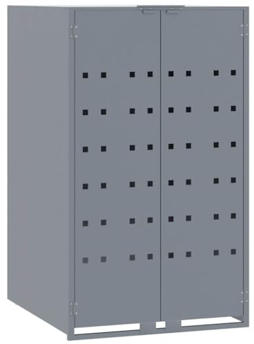Mülltonnenbox GORILO für 1 Tonne Grau 69x79x117 cm Stahl | Mülltonnenverkleidung 1er Mülltonnenhaus