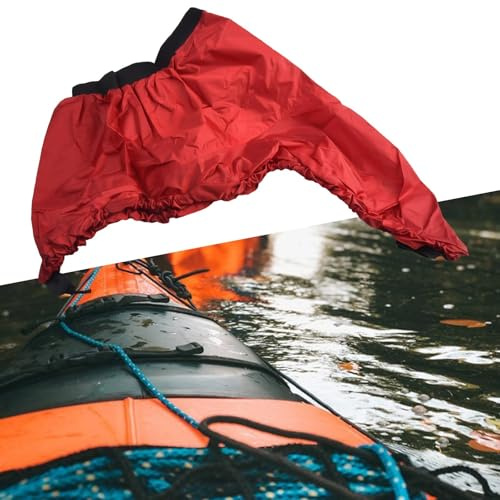 Fit Spray Deck for Canoe and Boat, Waterproof Nylon Cockpit Cover with Elastic Hem and Adjustable Straps, Grey Red Blue Black(L Red)