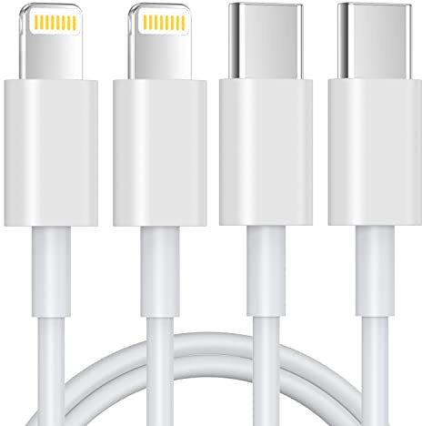 2Pack 1.8M USB C to Lightning Cable [Apple MFi Certified] iPhone Fast Charger Cable USB-C Power Delivery Charging Cord for iPhone 13/12/12 PRO Max/12 Mini/11/11PRO/XS/M… (white, 1.8M+1.8M)