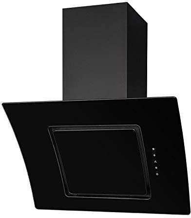 SIA AT61BL 60cm Black Curved Glass Touch Control Angled Chimney Cooker Hood Kitchen Extractor Fan With LED Lights