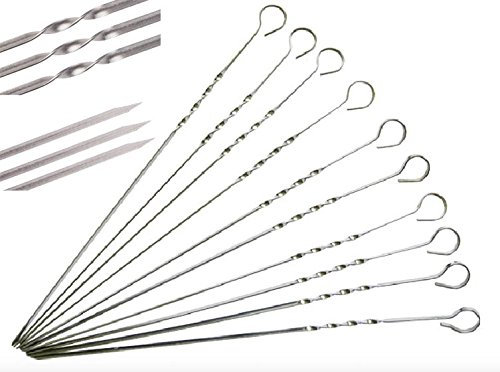 Sinoba Grillspieße Schaschlikspieße 60cm Metall Schampura Fleischspieße Barbecue Spieße (10)